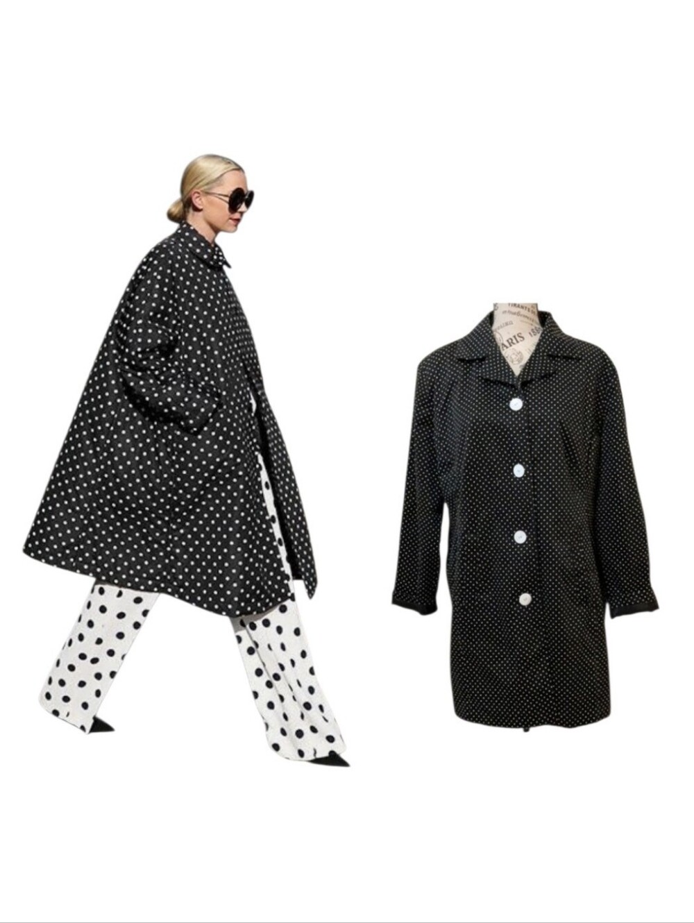 SilkLand Trench Jacket Polka Dot Coat 20W